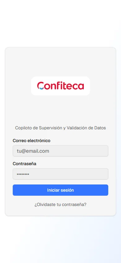 Confiteca Copiloto — mobile website