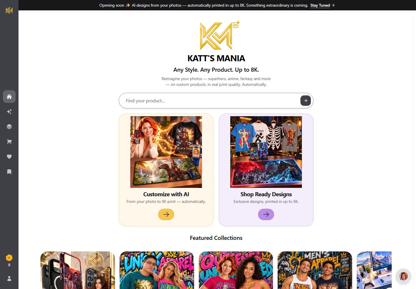 Katt’s Mania — public website on desktop