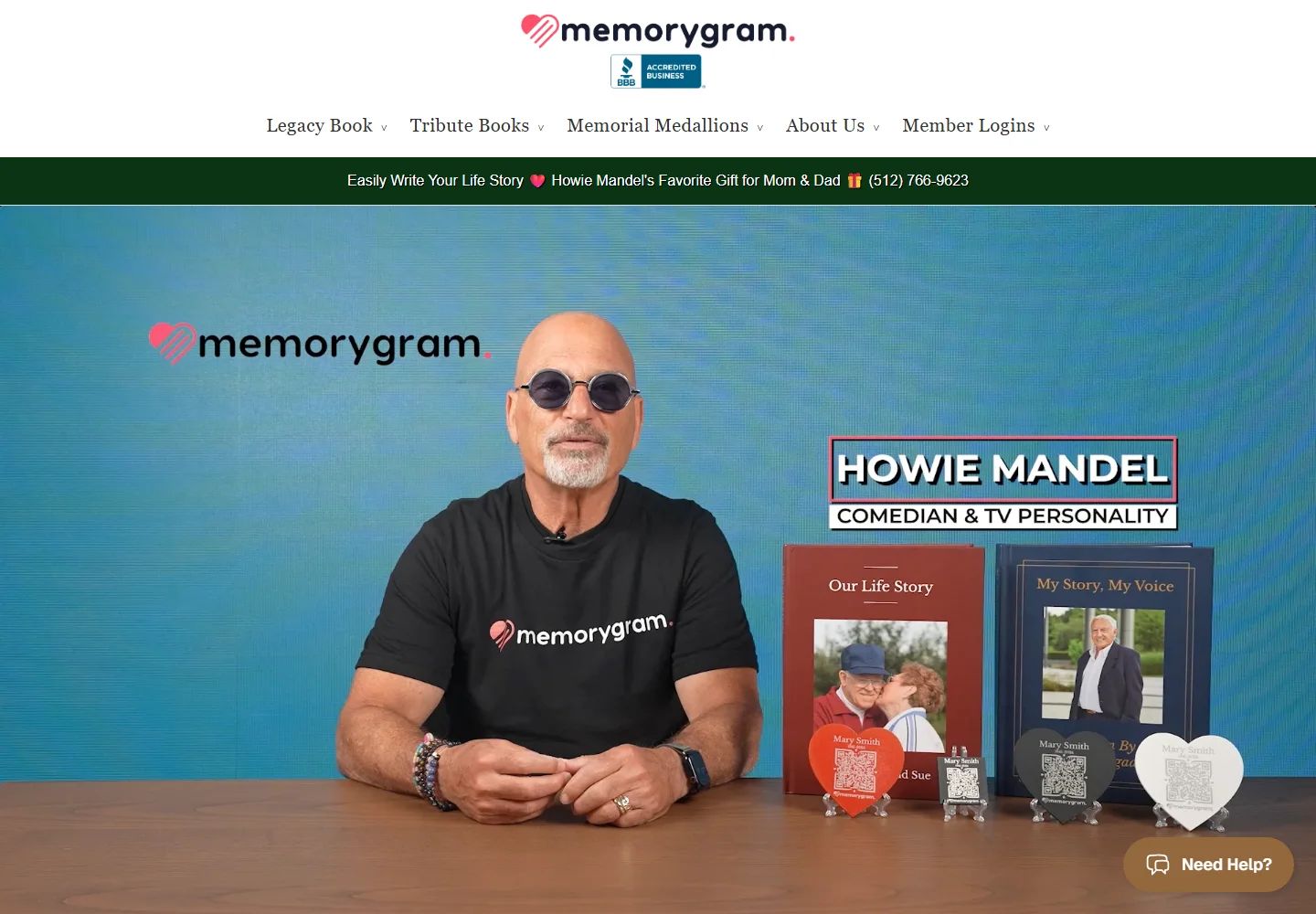 Memorygram — public website on desktop