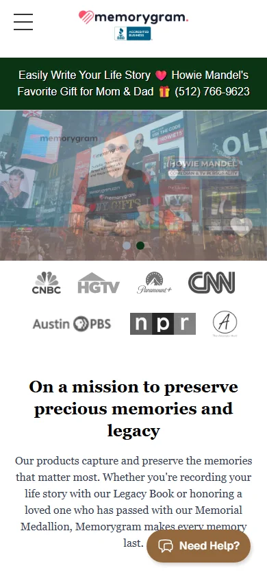 Memorygram — mobile website