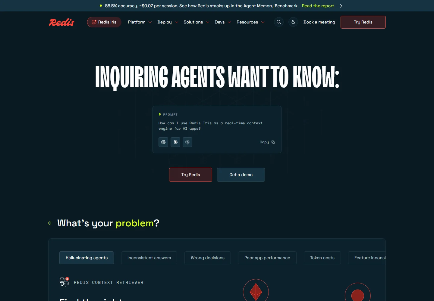Redis — public website on desktop
