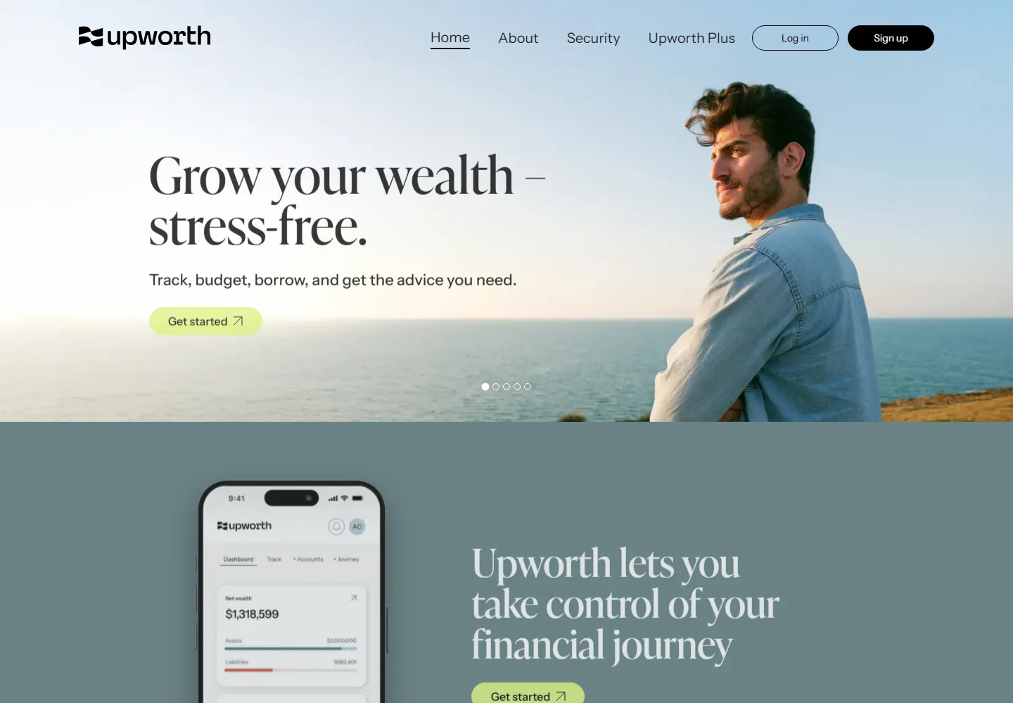Upworth — public website on desktop